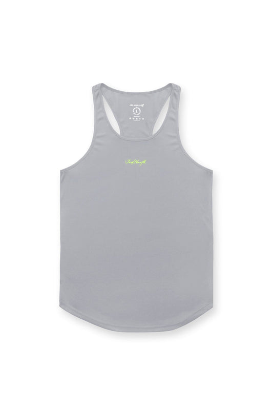 Jed North Men's Fast-Dry Bodybuilding Workout Stringer - Light Gray w/ Neon Logo