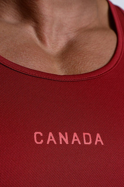 Jed North Men's Fast-Dry Bodybuilding Workout Stringer - Maroon w/ Canada Logo