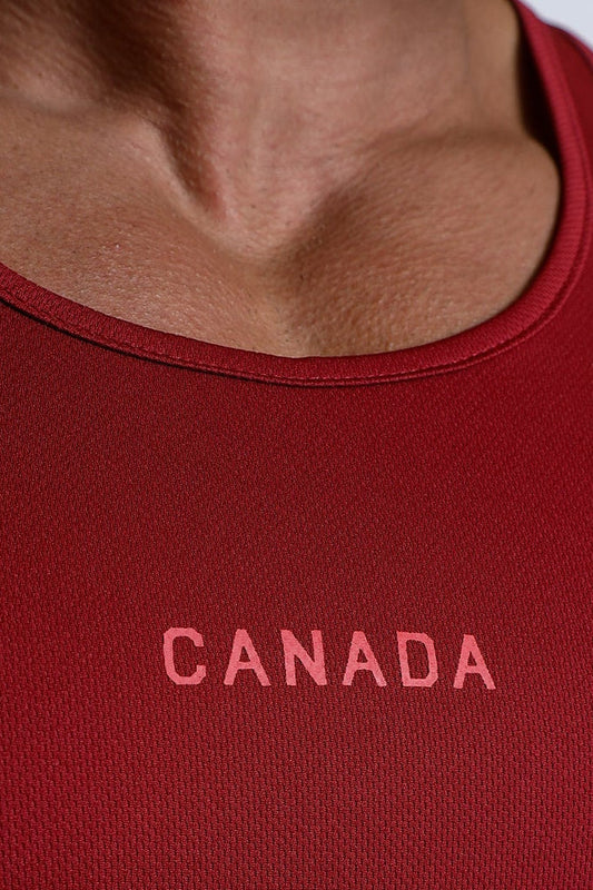 Jed North Men's Fast-Dry Bodybuilding Workout Stringer - Maroon w/ Canada Logo