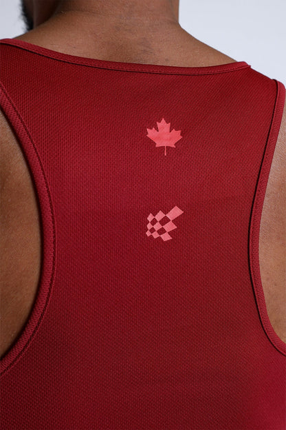 Jed North Men's Fast-Dry Bodybuilding Workout Stringer - Maroon w/ Canada Logo