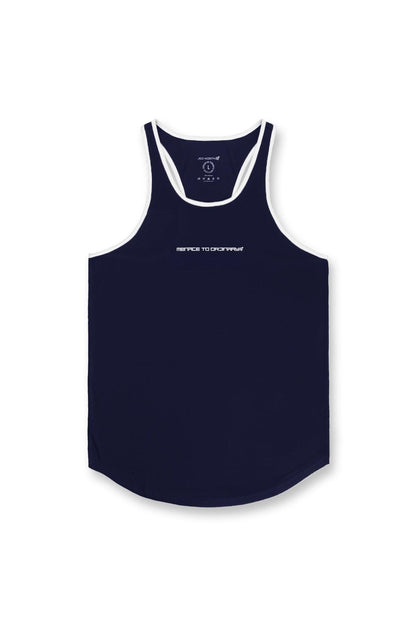Jed North Men's Fast-Dry Bodybuilding Workout Stringer - Navy w/ White Menace
