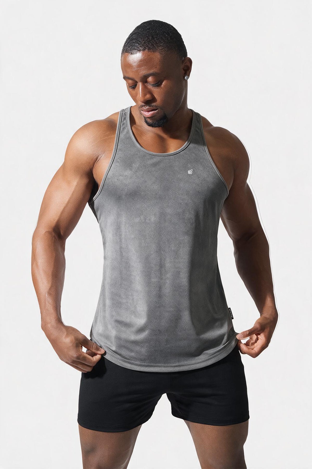 Jed North Men's Fast-Dry Bodybuilding Workout Stringer - Dusted Silver