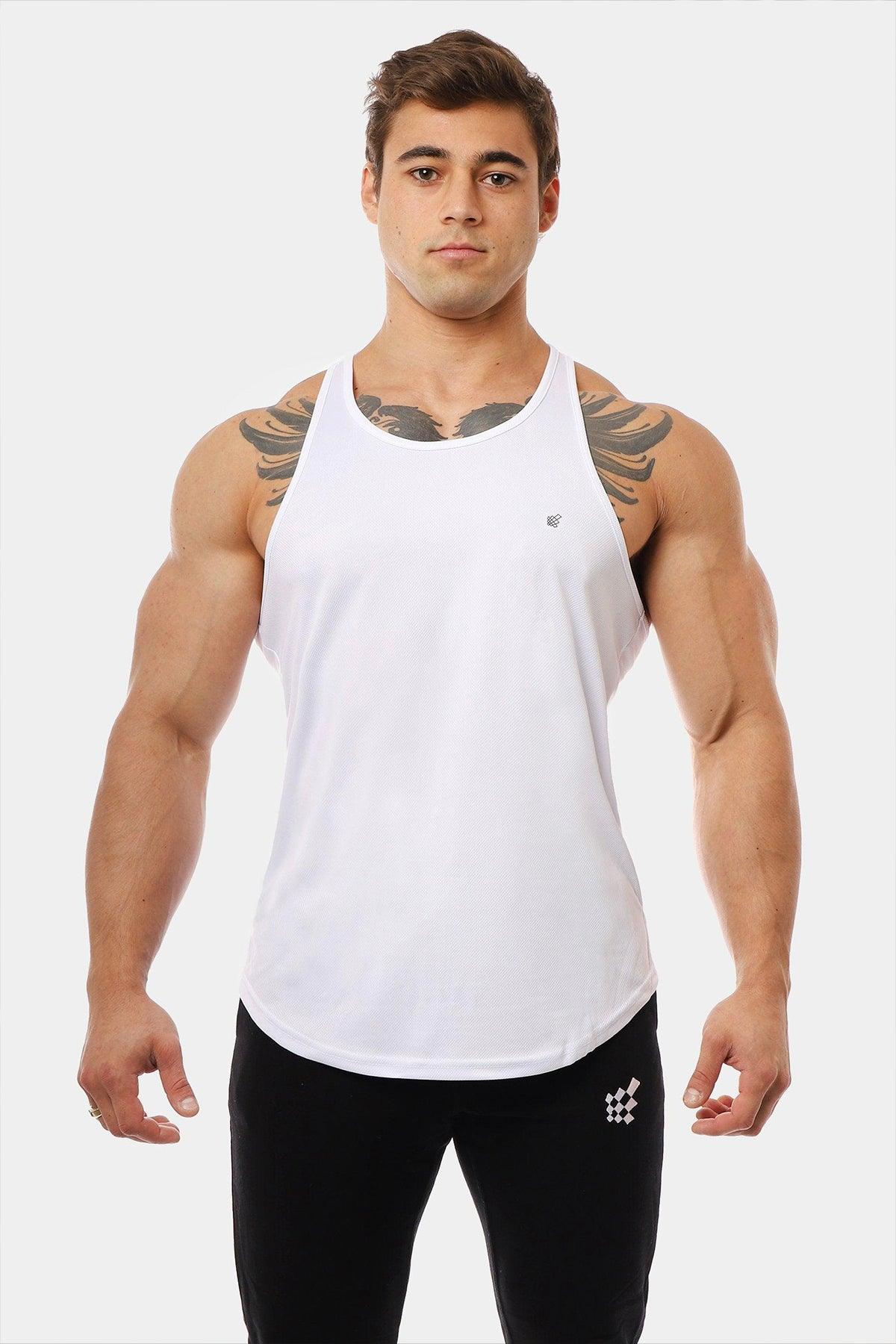 Jed North Men's Fast-Dry Bodybuilding Workout Stringer - White
