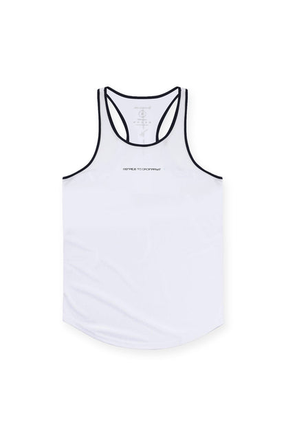 Jed North Men's Fast-Dry Bodybuilding Workout Stringer - White w/ Navy Menace
