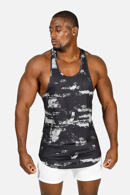Jed North Men's Graphic Muscle Stringer - Silver Brush Strokes