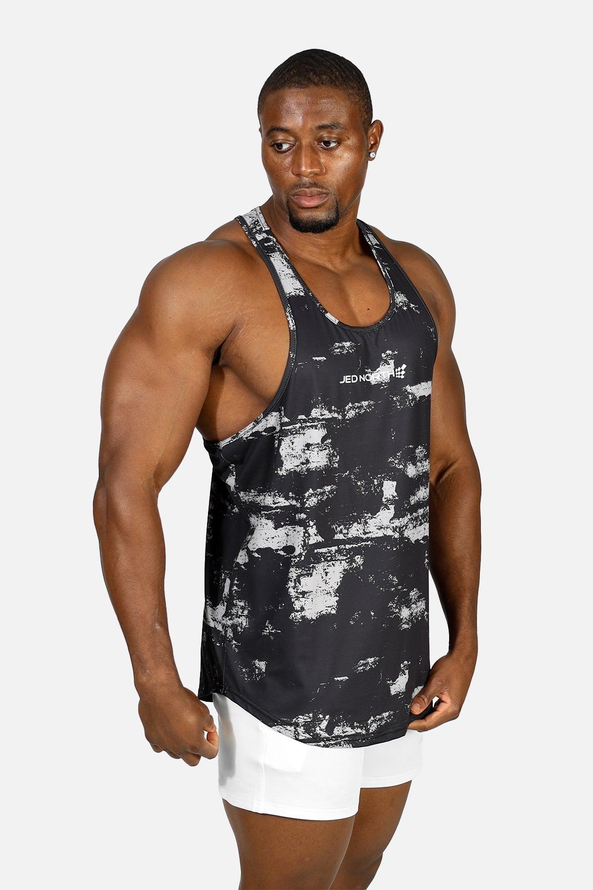 Jed North Men's Graphic Muscle Stringer - Silver Brush Strokes