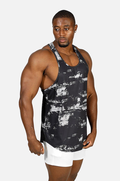 Jed North Men's Graphic Muscle Stringer - Silver Brush Strokes