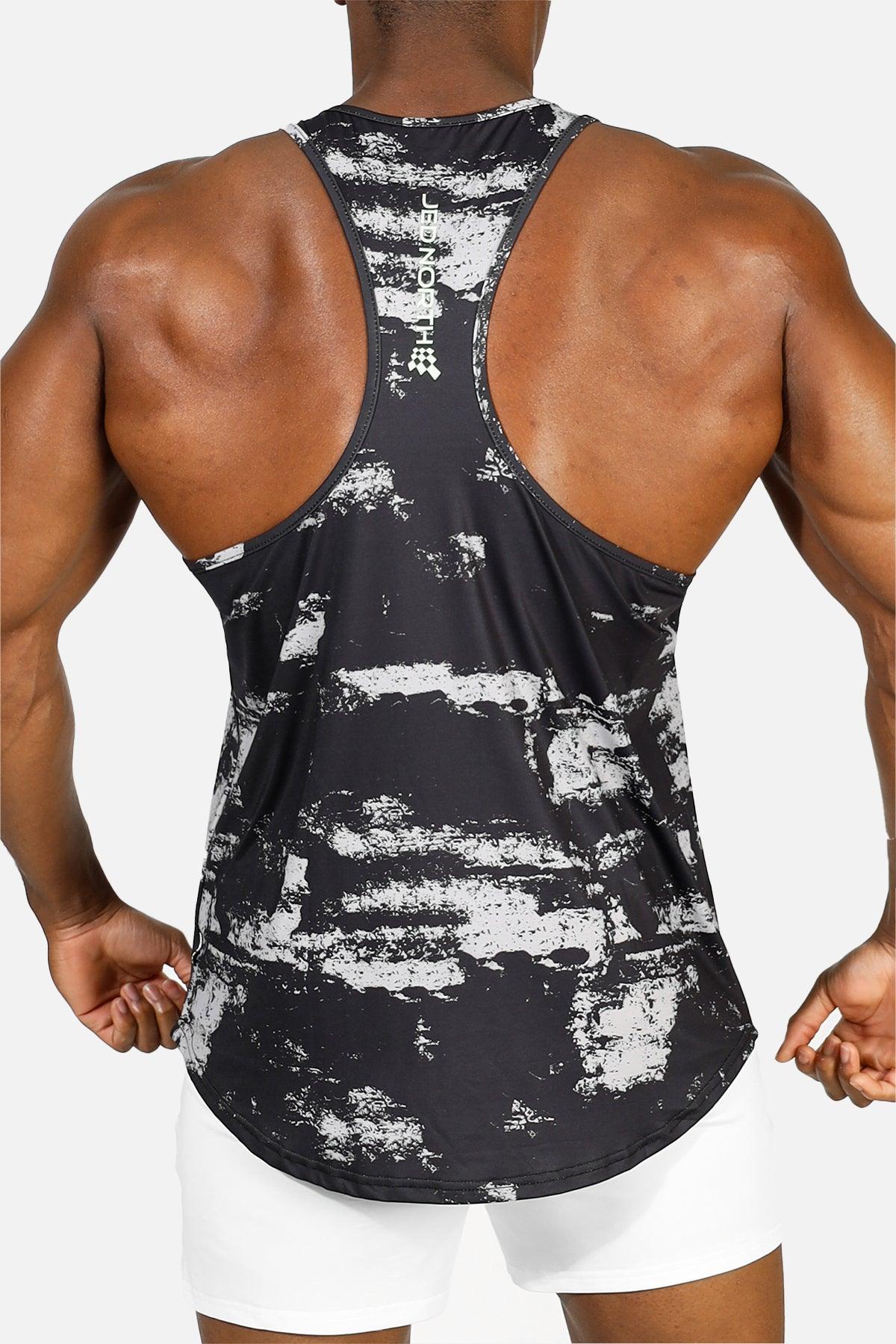 Jed North Men's Graphic Muscle Stringer - Silver Brush Strokes