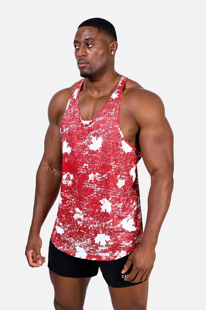 Jed North Men's Graphic Muscle Stringer - Red Maple Leaf