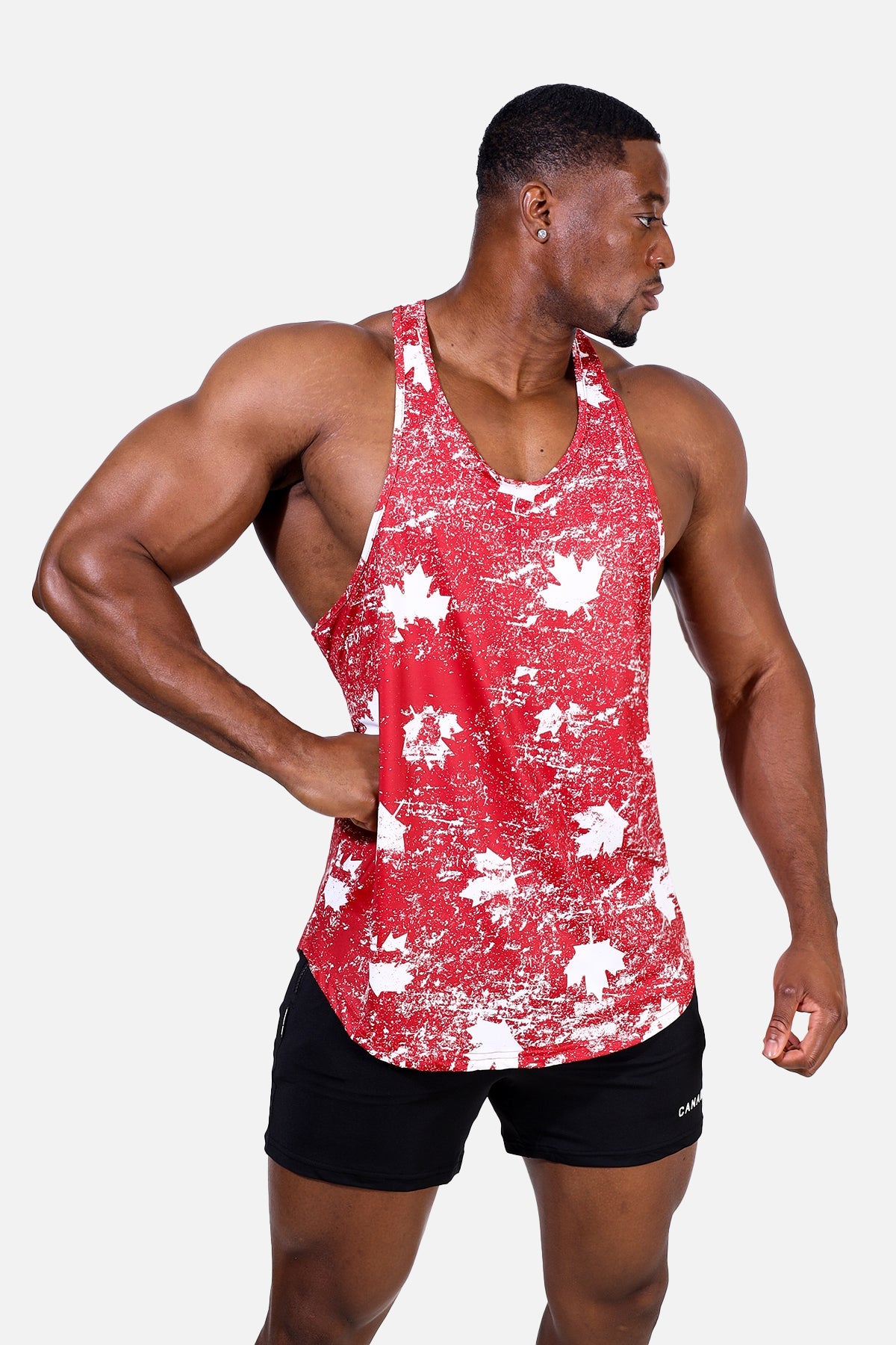 Jed North Men's Graphic Muscle Stringer - Red Maple Leaf