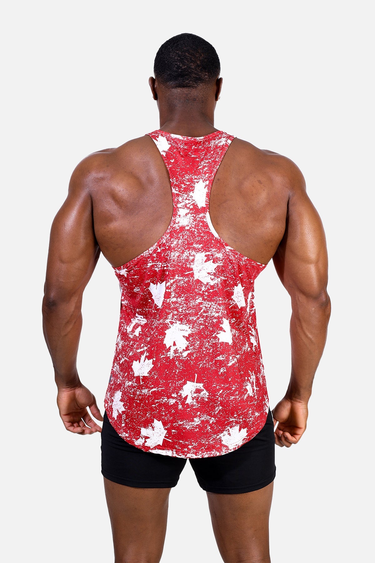 Jed North Men's Graphic Muscle Stringer - Red Maple Leaf