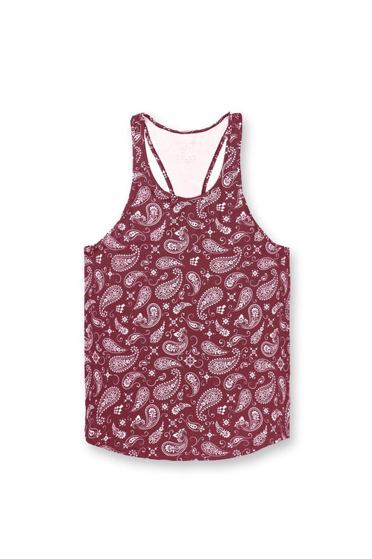 Jed North Men's Graphic Muscle Stringer - Maroon Paisley