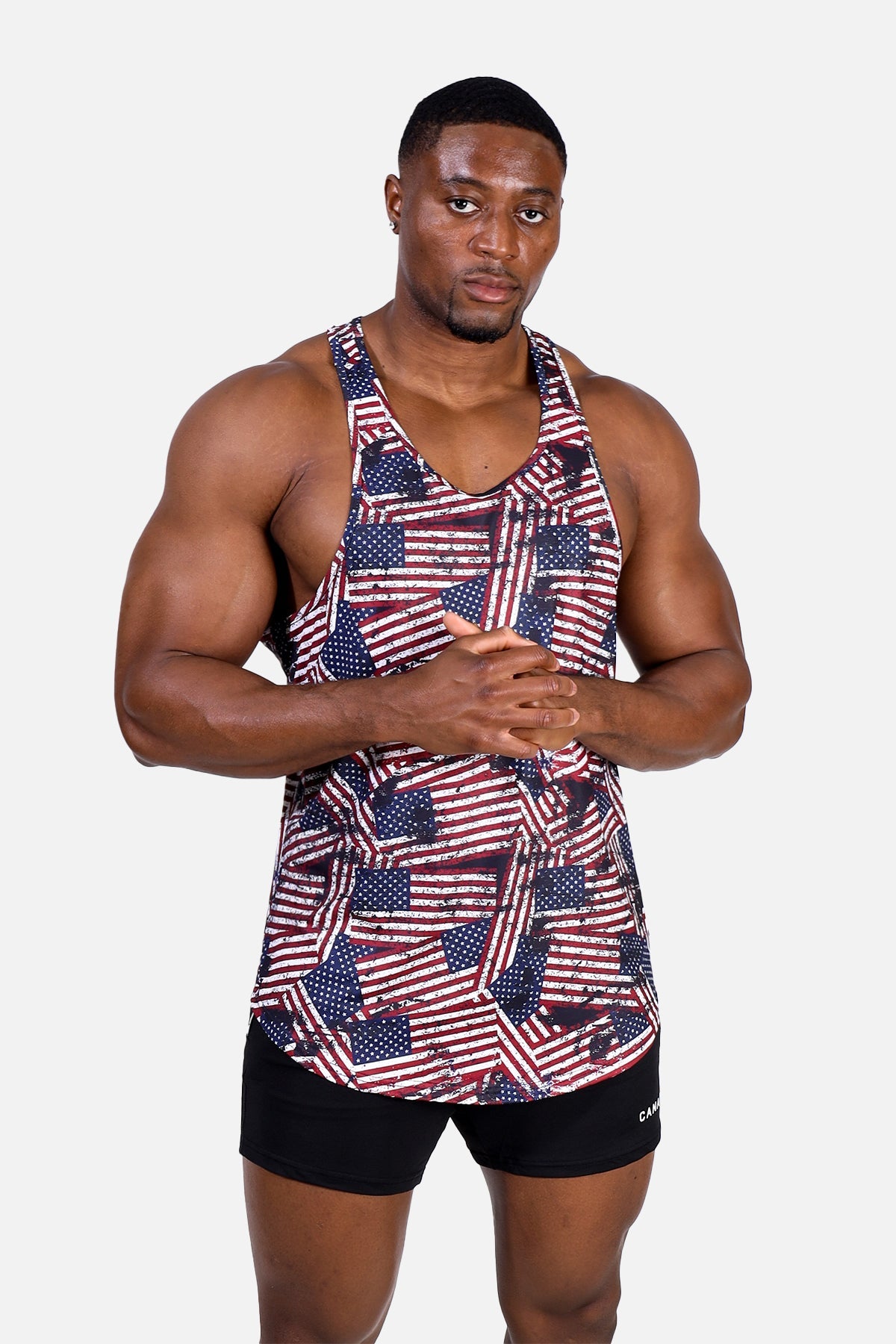 Jed North Men's Graphic Muscle Stringer - USA Flag