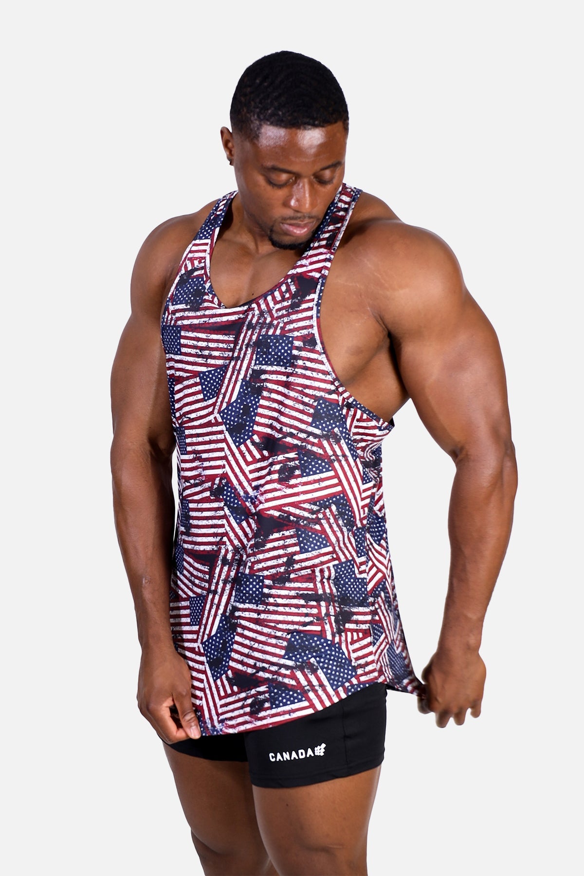 Jed North Men's Graphic Muscle Stringer - USA Flag