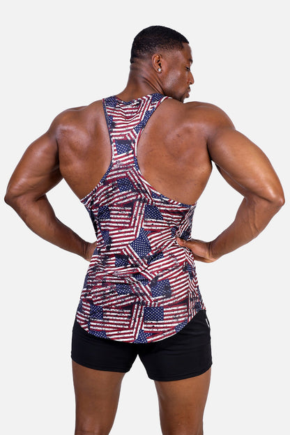 Jed North Men's Graphic Muscle Stringer - USA Flag