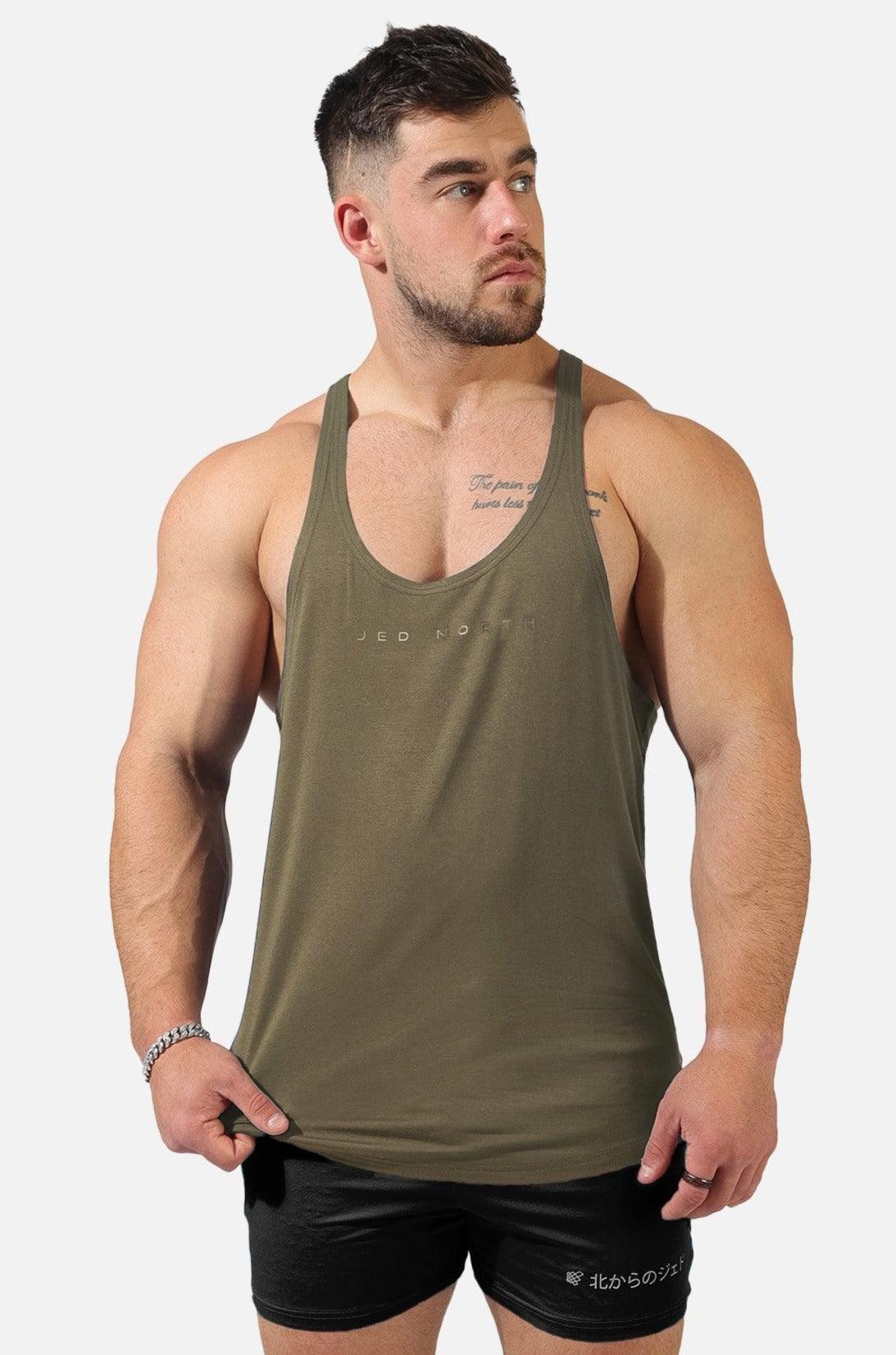 Jed North Men's Classic Bodybuilding Racerback Stringer - Olive