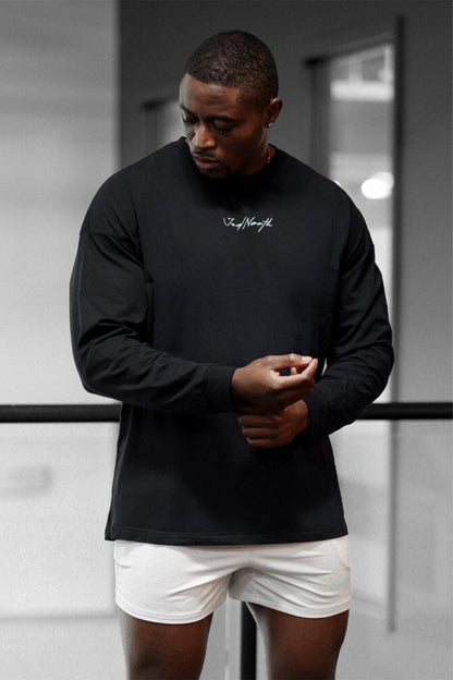 Jed North Men's Energy Oversized Long Sleeve T-Shirt 2.0 - Obsidian Black