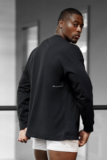 Jed North Men's Energy Oversized Long Sleeve T-Shirt 2.0 - Obsidian Black
