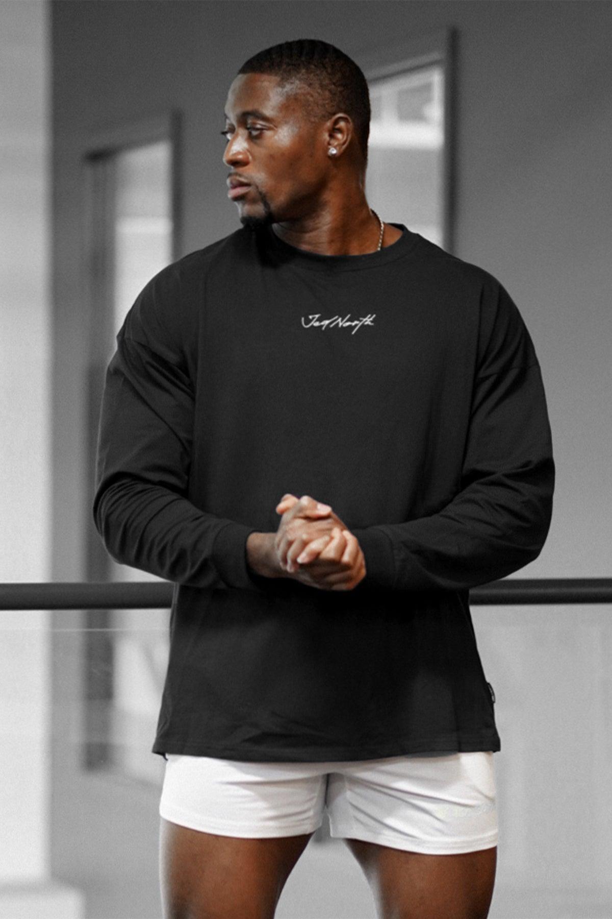 Jed North Men's Energy Oversized Long Sleeve T-Shirt 2.0 - Obsidian Black