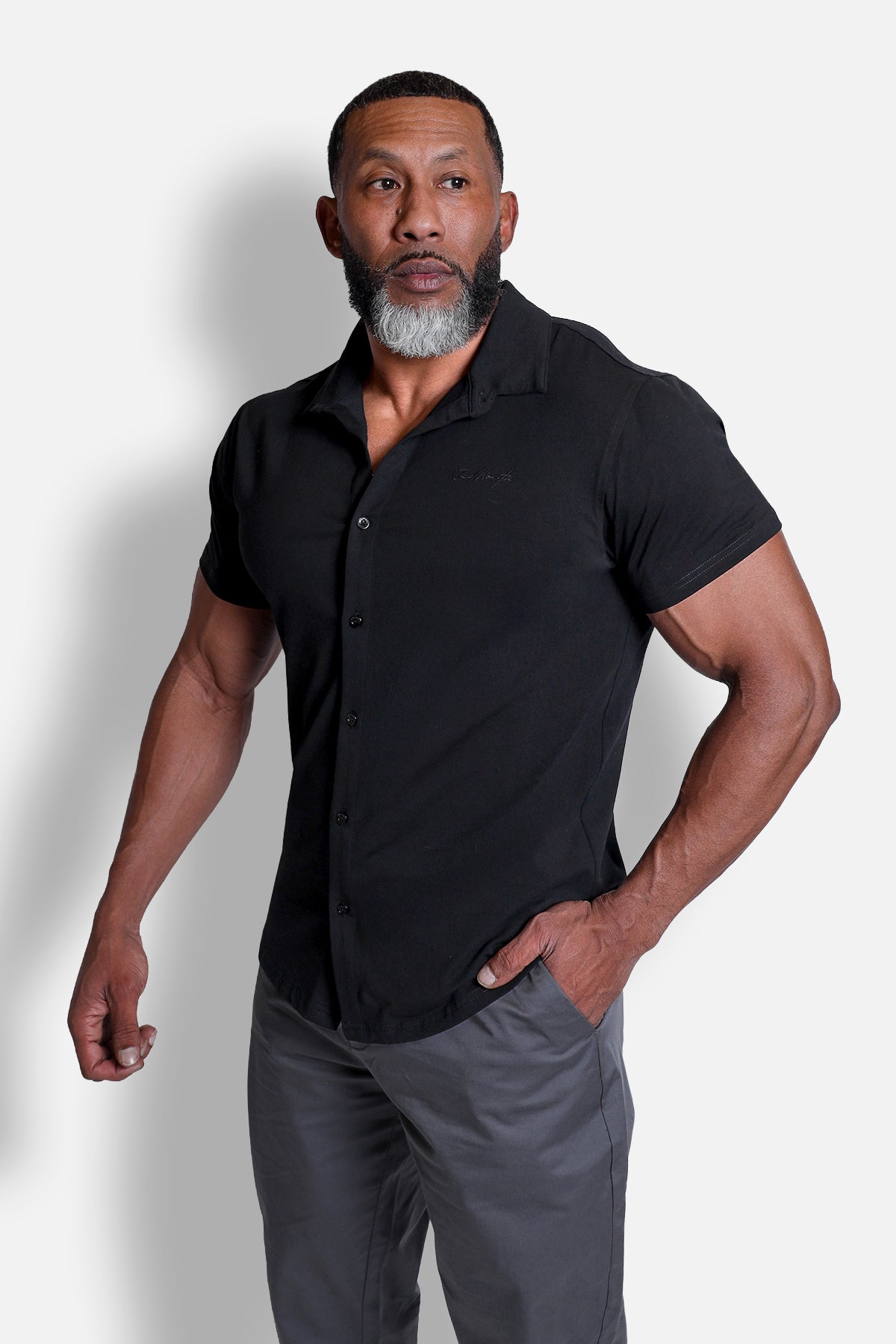 Jed North Men's Muscle-Fit Stretch Short Sleeve Shirt - Onyx Black