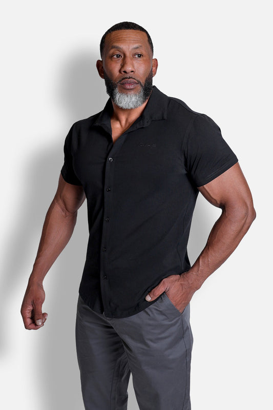 Jed North Men's Muscle-Fit Stretch Short Sleeve Shirt - Onyx Black