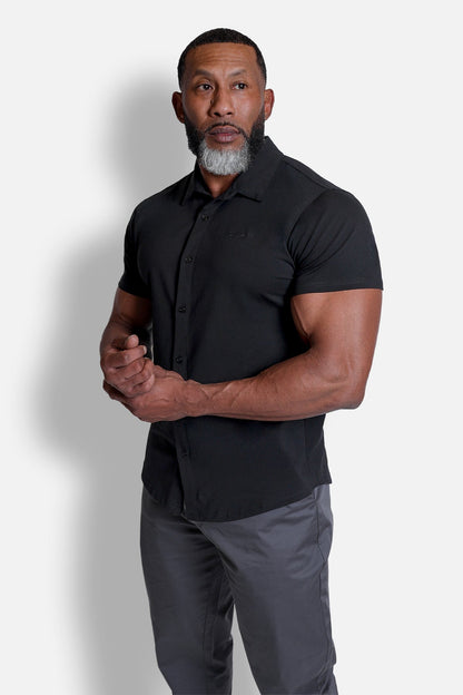 Jed North Men's Muscle-Fit Stretch Short Sleeve Shirt - Onyx Black