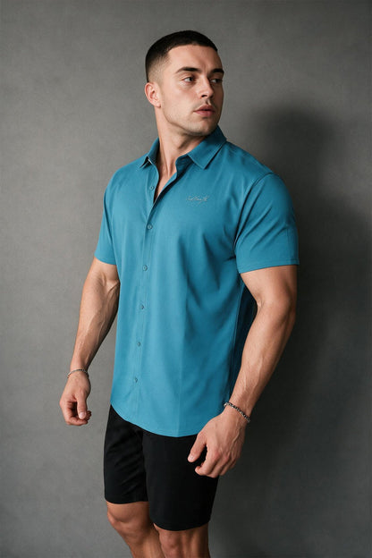 Jed North Men's Muscle-Fit Stretch Short Sleeve Shirt - Light Teal