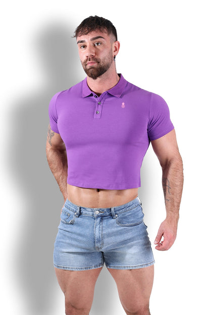 JJ Malibu Men's Fitted Polo Crop Top - Purple