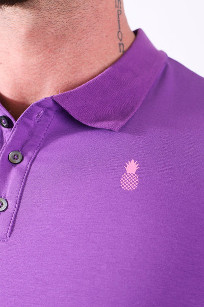 JJ Malibu Men's Fitted Polo Crop Top - Purple