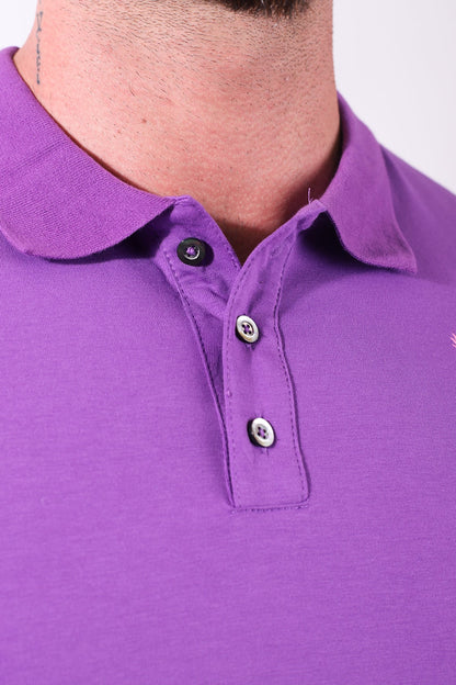 JJ Malibu Men's Fitted Polo Crop Top - Purple