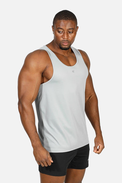 Jed North Men's Alpha Microfiber Fast-Dry Gym Tank Top - Polar Silver