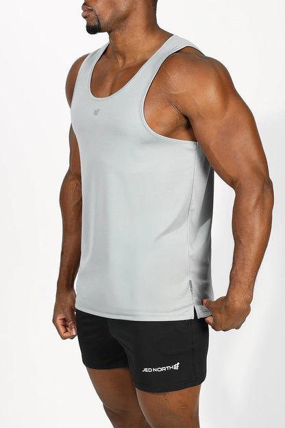 Jed North Men's Alpha Microfiber Fast-Dry Gym Tank Top - Polar Silver