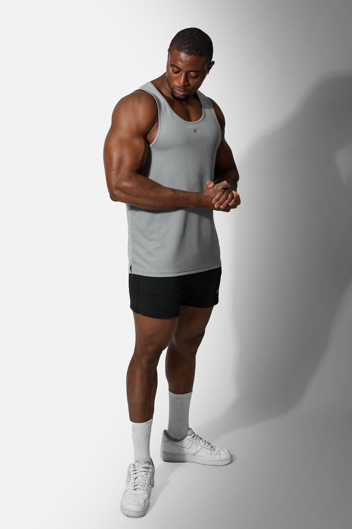 Jed North Men's Alpha Microfiber Fast-Dry Gym Tank Top - Polar Silver
