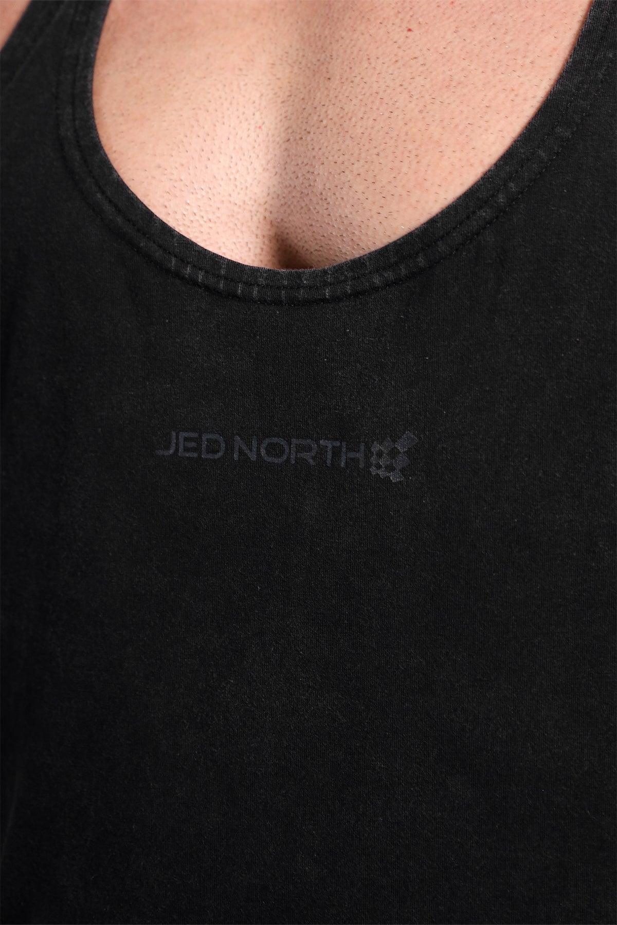 Jed North Men's Retro Washed Bodybuilding Stringer - Charcoal