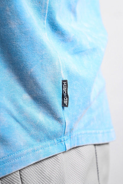 Jed North Men's Retro Washed Bodybuilding Stringer - Sky Blue