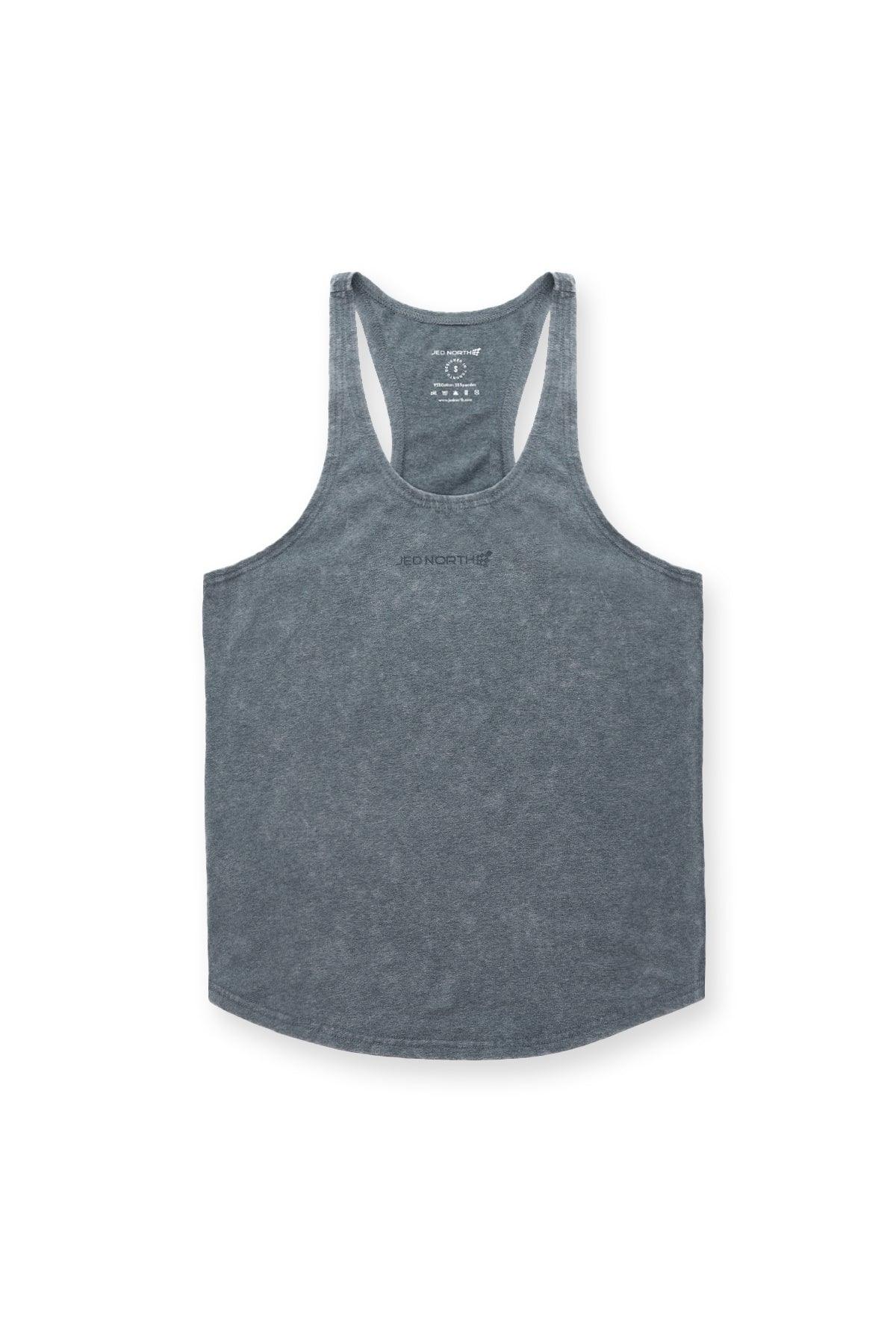 Jed North Men's Retro Washed Bodybuilding Stringer - Heather Gray