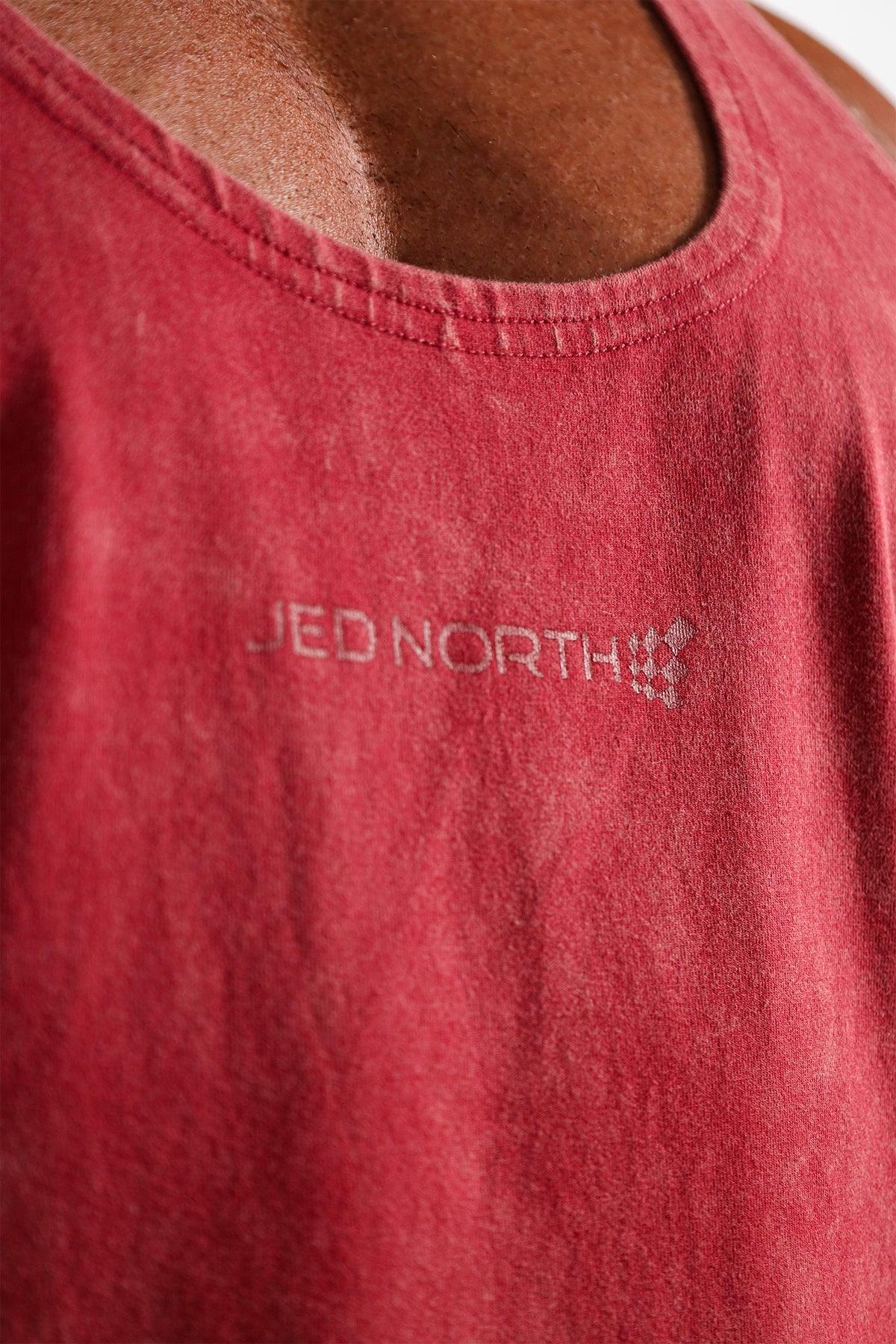 Jed North Men's Retro Washed Bodybuilding Stringer - Crimson
