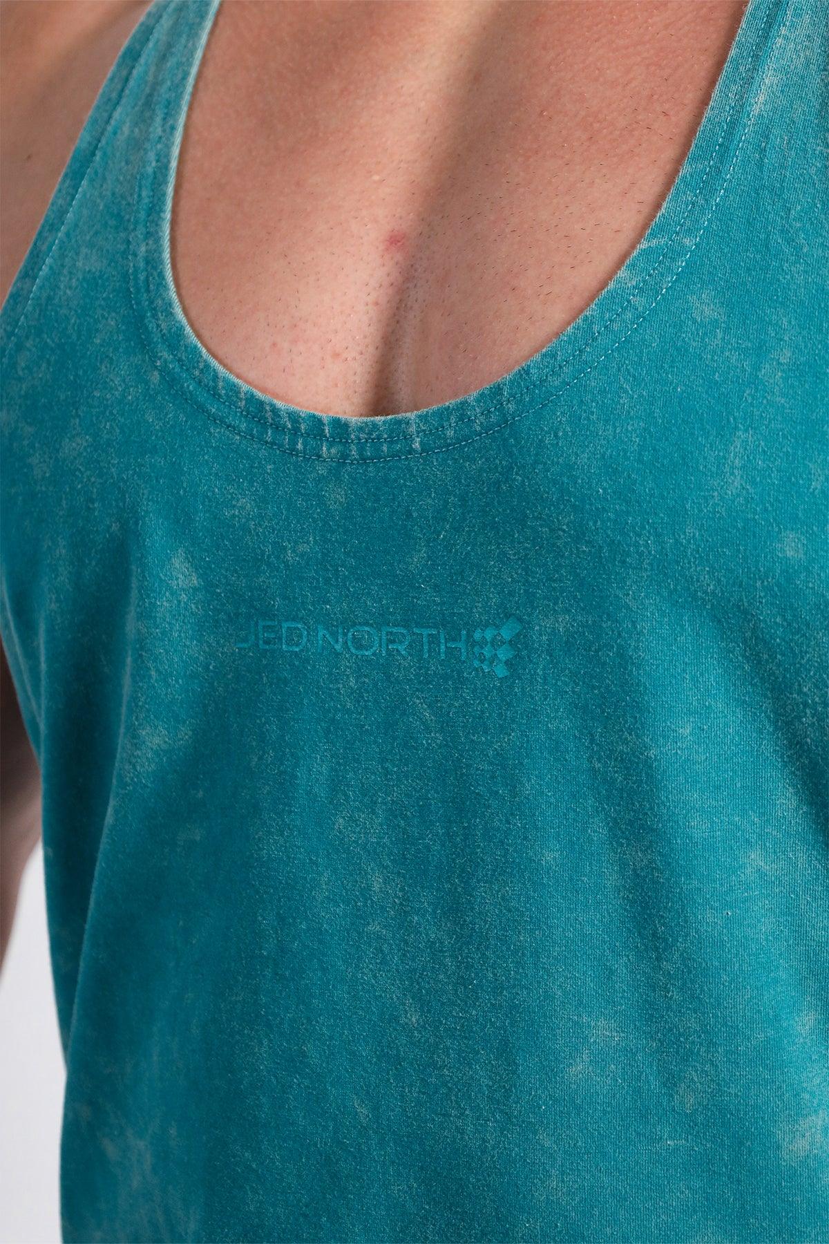 Jed North Men's Retro Washed Bodybuilding Stringer - Deep Sea