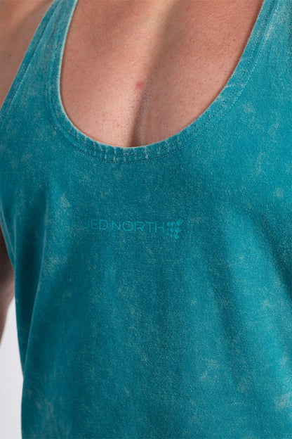 Jed North Men's Retro Washed Bodybuilding Stringer - Deep Sea