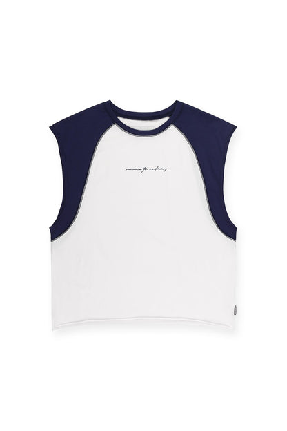 Jed North Men's Raglan Sleeveless Tank Top - White & Navy
