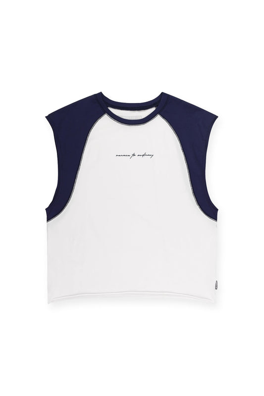 Jed North Men's Raglan Sleeveless Tank Top - White & Navy