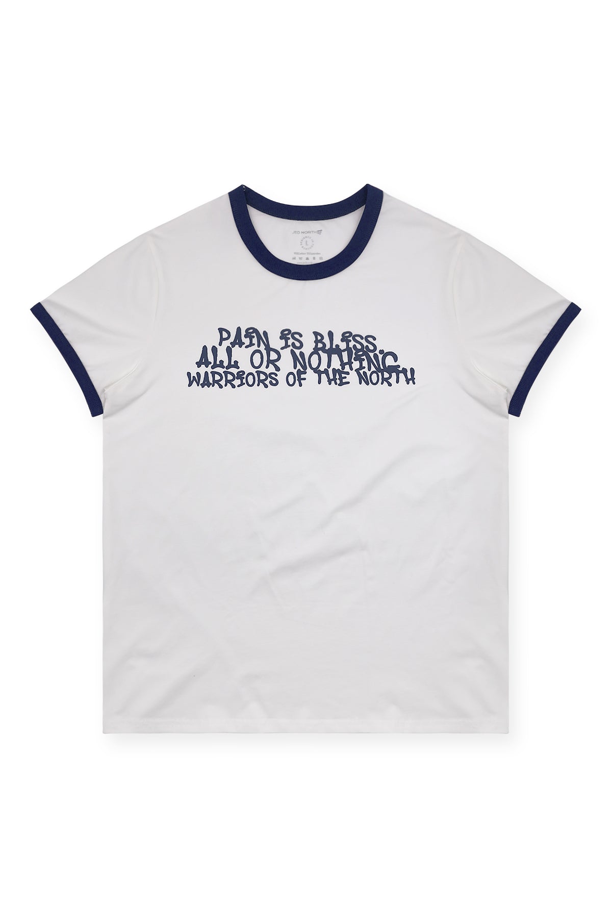 Jed North Men's Muscle-Fit Ringer Tee - White w/ Navy Trim