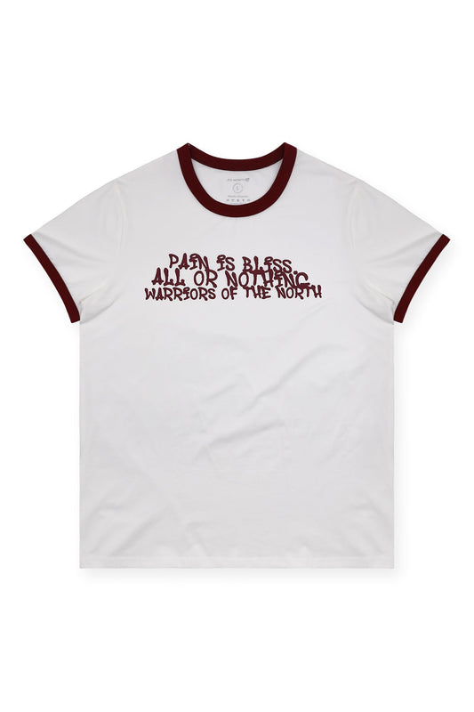 Jed North Men's Muscle-Fit Ringer Tee - White w/ Red Trim