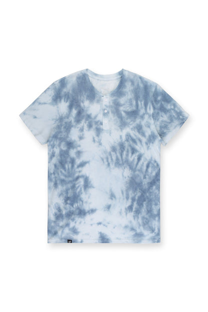 Jed North Men's Waffle Henley T-Shirt - Blue Tie Dye