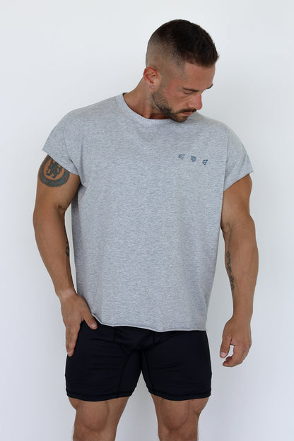 Jed North Men's Oversized Raw-Cut Cropped Tee - Heather Gray