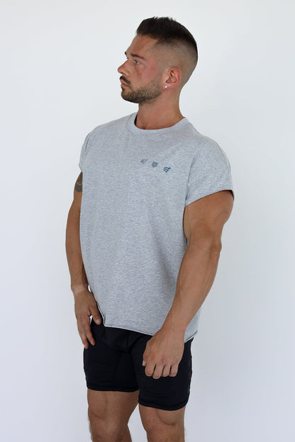 Jed North Men's Oversized Raw-Cut Cropped Tee - Heather Gray