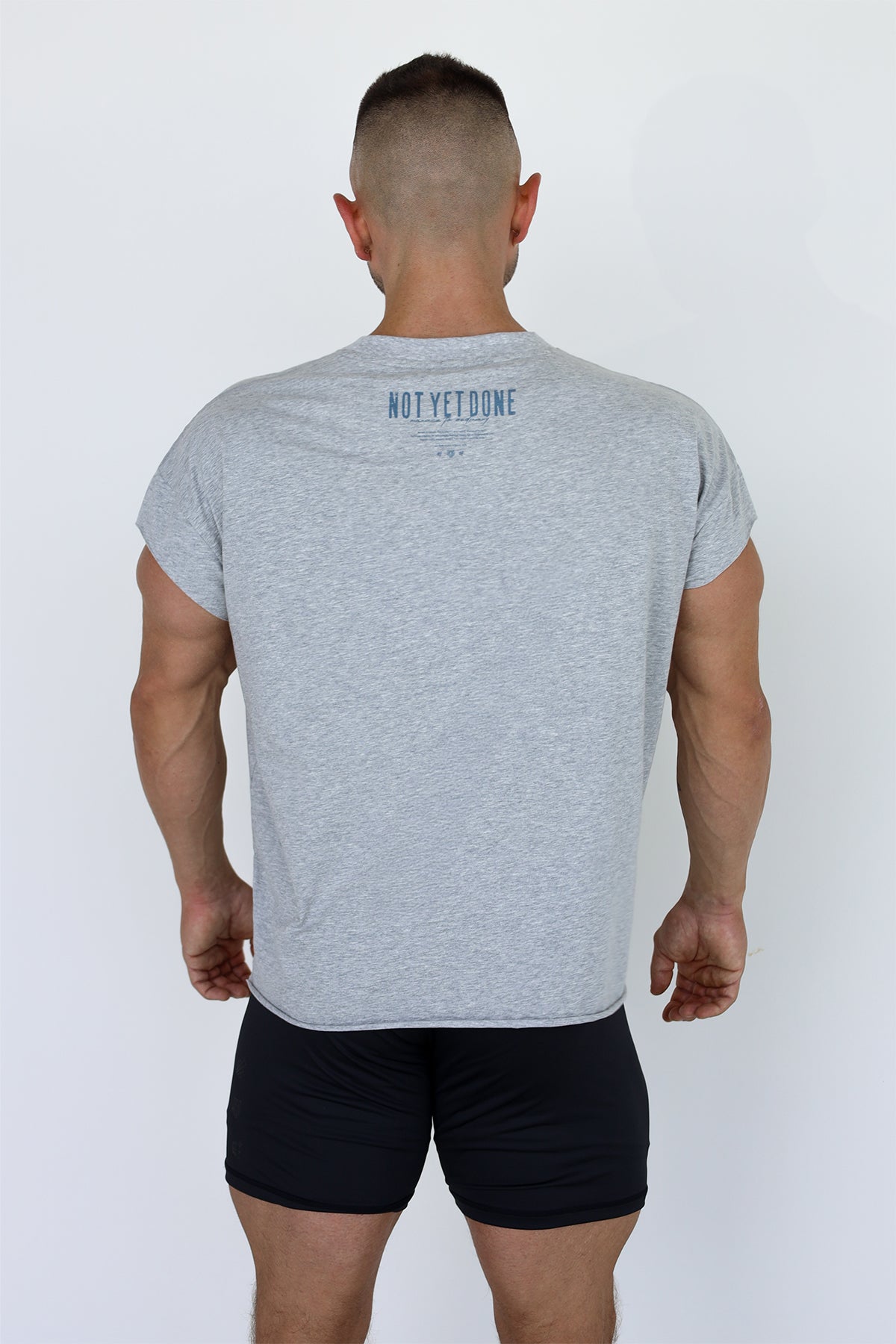 Jed North Men's Oversized Raw-Cut Cropped Tee - Heather Gray