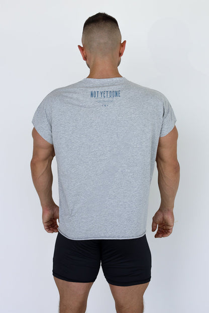 Jed North Men's Oversized Raw-Cut Cropped Tee - Heather Gray