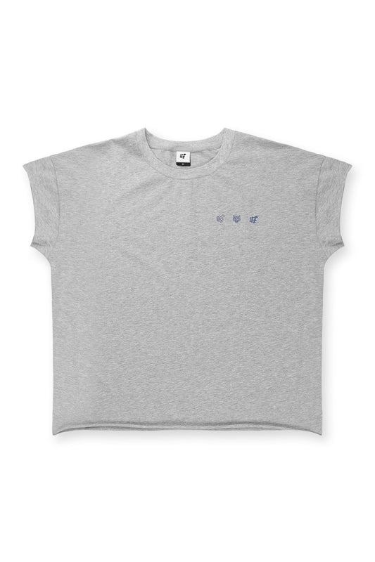 Jed North Men's Oversized Raw-Cut Cropped Tee - Heather Gray