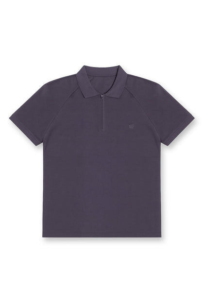 Jed North Men's Premium Muscle-Fit Polo Tee w/ Zipper - Dark Gray